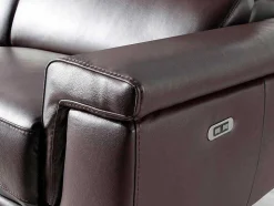 Bruine Leren 3-Zitsbank Met Relaxmechanisme 6051 Angel Cerda