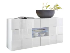 Buffetkast Calisto - Met Led-Verlichting - Twee Poorten En Twee Lades - Wit Gelakt