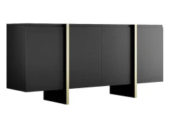 Buffetkast Met 4 Deuren Van Mdf - Zwart En Goudkleurig - Luvonia