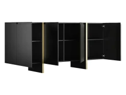 Buffetkast Met 4 Deuren Van Mdf - Zwart En Goudkleurig - Luvonia