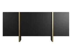 Buffetkast Met 4 Deuren Van Mdf - Zwart En Goudkleurig - Luvonia