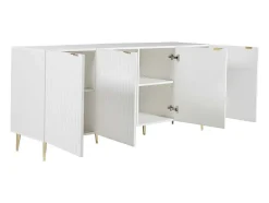 Buffetkast Met 4 Deurtjes Van Mdf En Staal - Wit En Goudkleurig - Yesinia