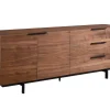 Buffetkast Tayron - 2 Deuren En 3 Laden - Mdf En Metalen Poten - Kleur: Walnoot