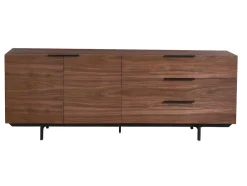 Buffetkast Tayron - 2 Deuren En 3 Laden - Mdf En Metalen Poten - Kleur: Walnoot