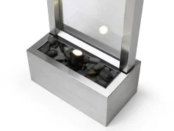 Buitenfontein Van Roestvrij Staal En Glas Met Ledverlichting - H108 Cm - Zilverkleurig - Panga