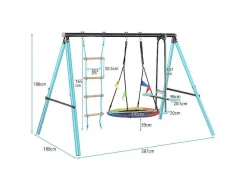 Buitenspellen Metalen Frame - In Hoogte Verstelbare Schommel- En Klimladder - Geschikt Voor Kinderen Vanaf 3 Jaar - Blauw