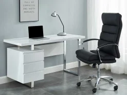 Bureau Mylan Met Opbergruimte - 3 Laden - Mdf Wit Gelakt