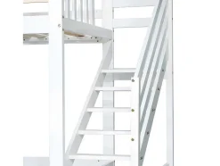 Cabine Stapelbed 90X200Cm - Massief Grenen - Met Trap En Glijbaan - Wit