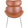 Cazy Fauteuil Kunstleer Vintage Cognac Bruin - Chromen Onderstel.