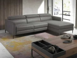 Chaise Longue Bank In Donkergrijs Leer Met Relaxmechanisme 6126 Angel Cerda