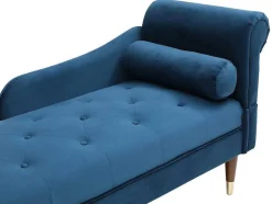 Chaise Longue Links Van Blauwgroen Velours Umari