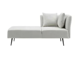 Chaise Longue Links Van Cremekleurige Stof Napasa