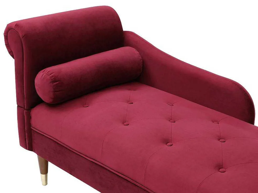 Chaise Longue Rechts Van Bordeaux-Rood Velours Umari