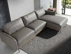 Chaiselongue Bank (R) In Leer En Verdonkerd Staal 6154 Angel Cerda