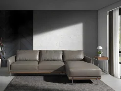 Chaiselongue Bank (R) In Leer En Verdonkerd Staal 6154 Angel Cerda