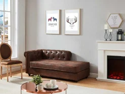 Chesterfield Chaise Longue - Hoek Rechts - Shirel Van Microvezel Met Lived-In Leeraspect