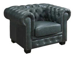 Chesterfield Fauteuil Brenton 100% Buffelleer - Spaans Groen