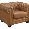 Chesterfield Fauteuil Brenton 100% Buffelleer - Vintage Caramel