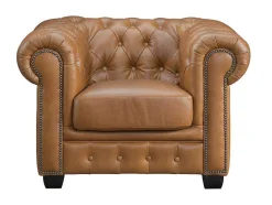 Chesterfield Fauteuil Brenton 100% Buffelleer - Vintage Caramel