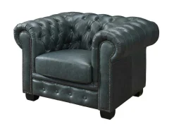 Chesterfield Zitbank 3 + 1 Plaatsen Brenton 100% Buffelleer - Spaans Groen