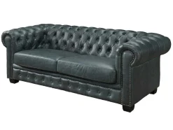Chesterfield Zitbank 3 + 1 Plaatsen Brenton 100% Buffelleer - Spaans Groen