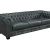 Chesterfield Zitbank 4 Plaatsen Brenton 100% Buffelleer - Spaans Groen