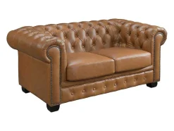 Chesterfield 2-Zitsbank Brenton 100% Buffelleer - Vintage Caramel