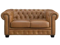 Chesterfield 2-Zitsbank Brenton 100% Buffelleer - Vintage Caramel