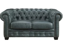 Chesterfield 2-Zitsbank Brenton 100% Buffelleer - Spaans Groen