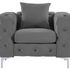 Chesterfield-Fauteuil Van Antracietgrijs Velours Edwina