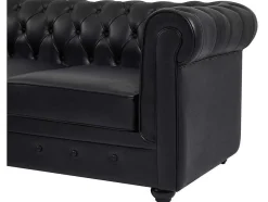 Chesterfield-Hoekbank Met Hoek Links Van Zwart Leer Toledo