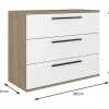 Commodes 3 Lades - Kleur: Naturel En Wit - Najeli