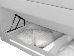 Complete Boxspring Met Hoofdeinde Met Leds, Bedbodem Met Opbergruimte, Matras En Dekmatras - Wit - Kunstleer - 160 X 200 Cm - Keros Van Dreamea