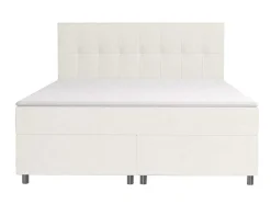 Complete Boxspringset Met Hoofdbord + Bedbodems + Matras + Dekmatras Siero Van Ysmee - 180 X 200 Cm - Stof - Ivoor