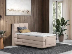 Complete Boxspringset Met Gestoffeerd Hoofdbord Elektrisch Verstelbare Relaxbedbodems Met Matras Met Topmatras 100 X 200 Cm Stoffen Bekleding Beige Lodi Van Palacio