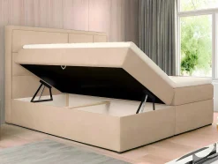 Complete Decoratieve Beddenset Met Hoofdbord + Opbergruimte + Matras + Dekmatras - 160 X 200 Cm - Beige - Loumia Van Dreamea