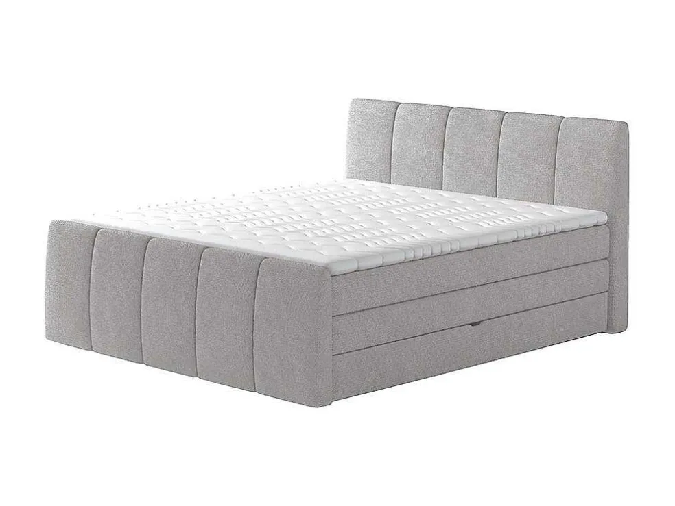 Complete Set Boxspring Met Verstelbaar Hoofdeinde + Bedbodem-Kist + Matras + Dekmatras Verone - Lichtgrijs - 160X200 Cm