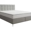 Complete Set Met Boxspring En Gecapitonneerd Hoofdbord + Bedbodem + Matras + Topmatras - 180 X 200 Cm - Stof - Lichtgrijs - Inao Van Ysmee