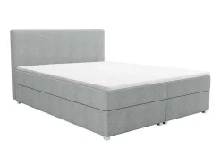 Complete Set Met Boxspring En Hoofdbord + Bedbodem + Matras + Topmatras - 180 X 200 Cm - Stof - Lichtgrijs - Onan Van Ysmee
