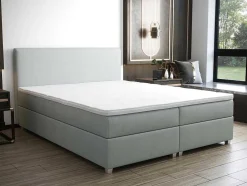 Complete Set Met Boxspring En Hoofdbord + Bedbodem + Matras + Topmatras - 180 X 200 Cm - Stof - Lichtgrijs - Onan Van Ysmee