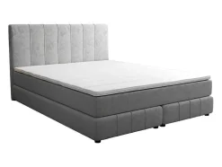 Complete Set Met Boxspring En Hoofdbord + Bedbodem + Matras + Topmatras - 160 X 200 Cm - Fluweel - Lichtgrijs - Hida Van Ysmee