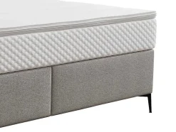 Complete Set Met Boxspring En Gecapitonneerd Hoofdbord + Bedbodem + Matras + Topmatras - 160 X 200 Cm - Stof - Lichtgrijs - Inao Van Ysmee