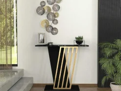 Consoletafel - Zwart Marmereffect En Goud - Orsona