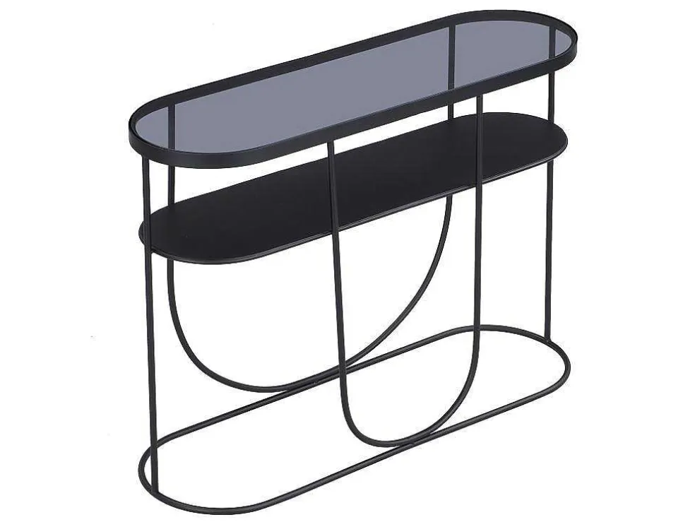 Consoletafel Met 1 Plank Van Metaal En Gerookt Glas - Zwart En Transparant - Pretoria