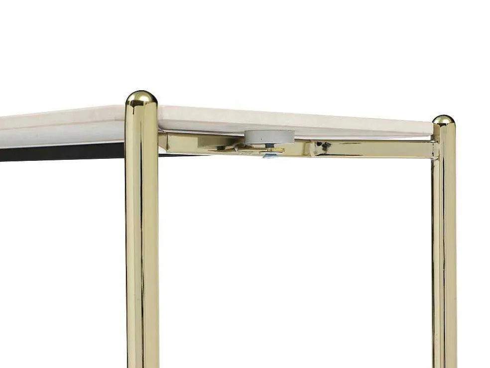 Consoletafel Met 1 Plank Van Keramiek En Metaal - Wit Marmereffect En Goud - Madola