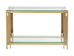 Consoletafel Van Gehard Glas En Roestvrij Staal - Goudkleurig - Nomelano - Van Pascal Morabito