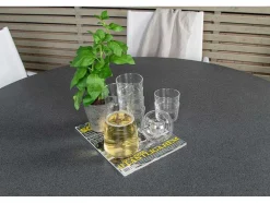 Copacabana Tuinmeubelset Tafel O140Cm En 6 Stoel Santorini Wit, Grijs, Cremekleur.