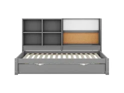 Dagbed Met Onderschuifbed - 90X200Cm - Met Tekentafel En Opbergvakken - Grijs