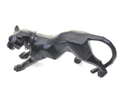 Decoratiefiguurtje Luipaard Mcw-D36 Met Kraag, Zwart Mat Met Kraag