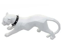 Decoratiefiguurtje Luipaard Mcw-D36 Met Kraag, Wit Mat Met Kraag